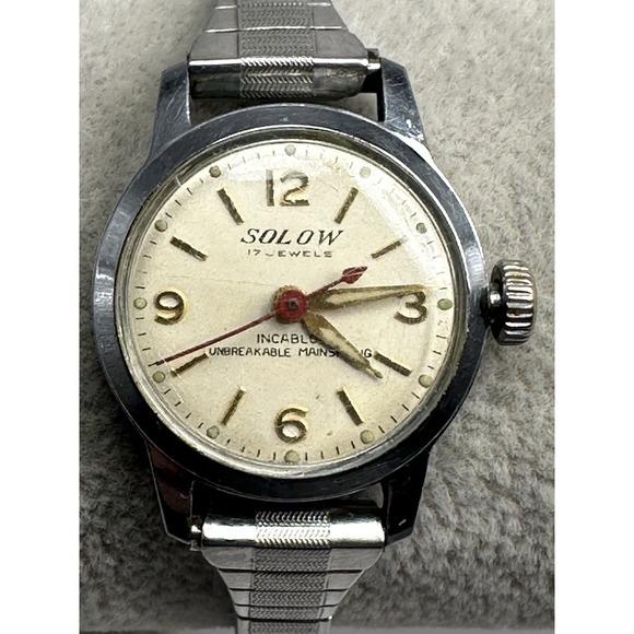 Solow Ladies Watch 17 Jewels Works‎ Manual Wind Incabloc 23MM 5.75\